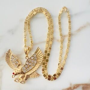Elegant 14k Gold Plated Eagle Pendant with 26” Necklace. New